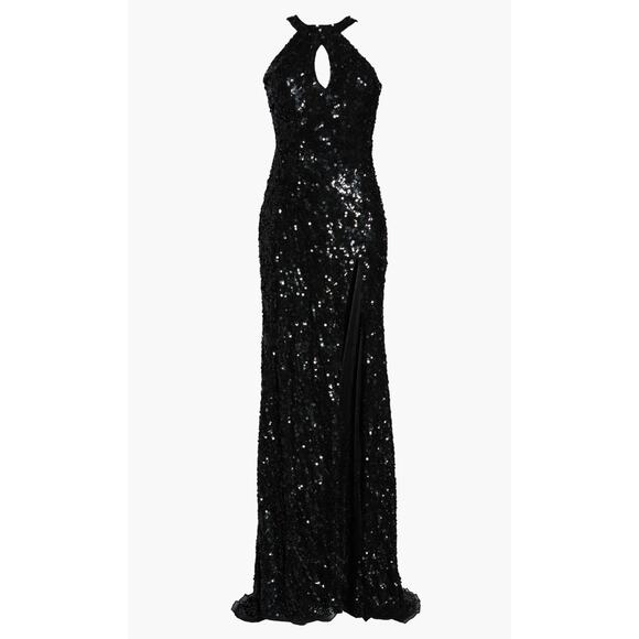 Mac Duggal Sequin Cowl Back Column Gown Black 6 - Picture 1 of 8
